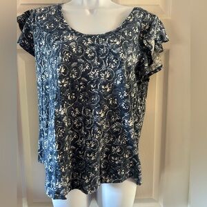Lauren Ralph Lauren Floral Blue Women's Cotton Top